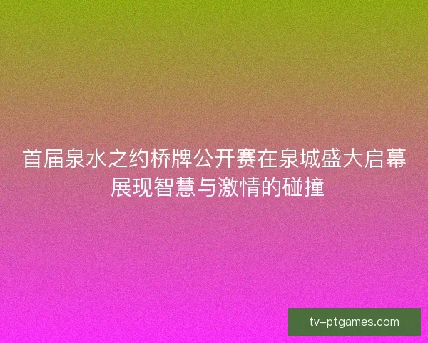 首届泉水之约桥牌公开赛在泉城盛大启幕 展现智慧与激情的碰撞